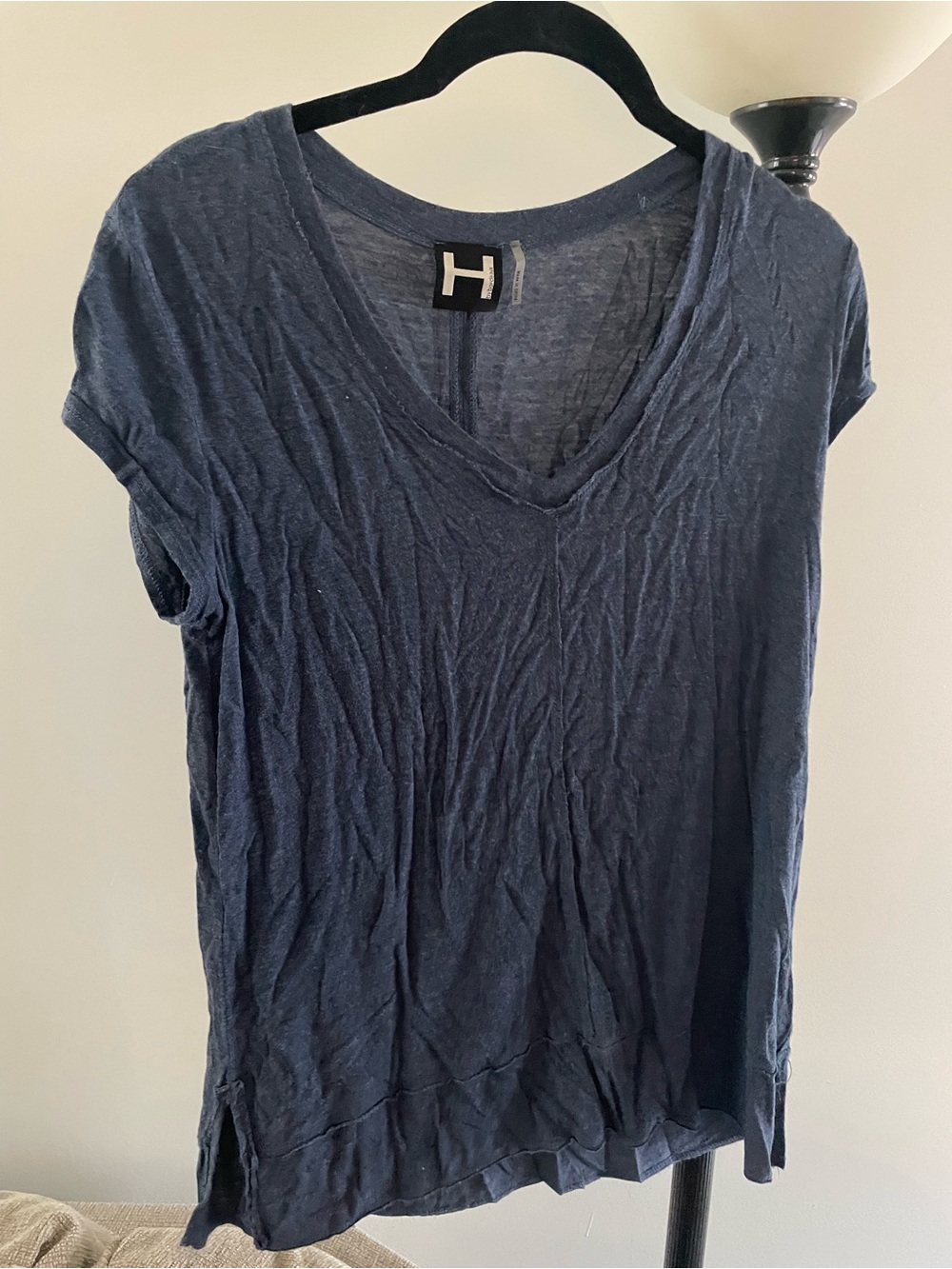 H by bordeaux Navy V-Neck Short Sleeve Tee